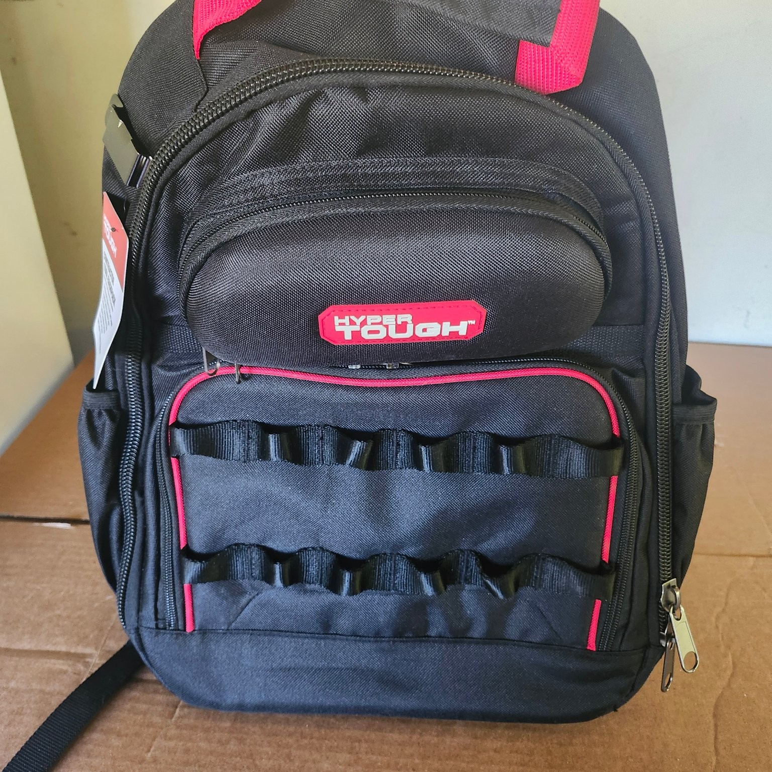 Mochila Hyper Tough Contractor para herramientas, 20 bolsillos, 20 bucles, NWT, color negro