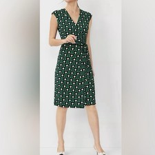 NWT Ann Taylor Floral Sleeveless Wrap Dress Black Green White Size XS Petite