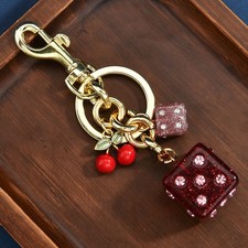 New Dice Keychain Women Bag Charm Key Ring Accessory Pendant