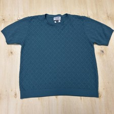 Vintage Alfred Dunner Sweater Womens Small Blue Crewneck Short Sleeve Pullover