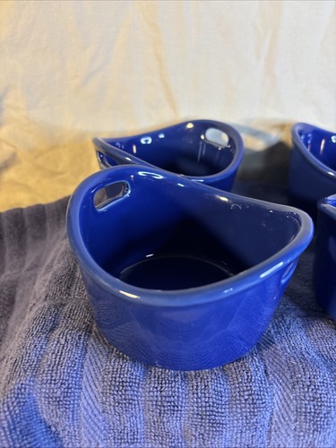 Juego de 4 cuencos Rachel Ray de gres burbuja y ramekin marrón difícil de encontrar azul cobalto 10 oz - Imagen 2 de 6