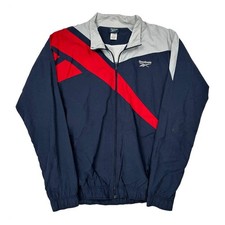 Reebok Striped Windbreaker - XL Navy Polyeste...