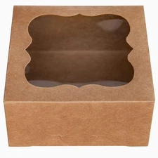 6"x6"x3"Brown Bakery Boxes with pvc Window for Pie and Cookies Boxes Small Na...