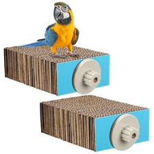 Skyygemm 2 Pieces Bird Chew Toy Parrot Cage Perch Small, Light Brown