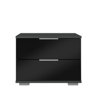 Schlafzimmer Nachttisch Nachtschrank Nachtkonsole Schubladen Grau Schwarz Glas