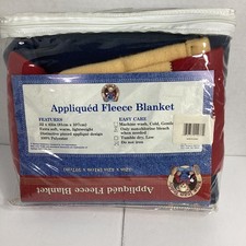 Appliqu d Blue Jean Teddy Bear Baby Blanket Fleece New In Package 32x42