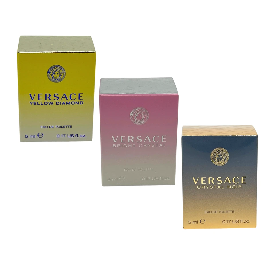 Versace 3pc Mini Perfume – Yellow Diamond, Crystal Noir, Bright Crystal EDT -NEW - Image 2 of 4
