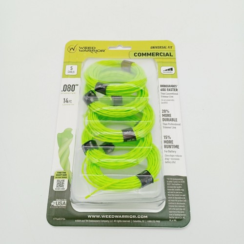 Weed Warrior Commercial Weed Trimmer Line 5 Coil Set 14 Ft & .080 Diameter NEW - Afbeelding 1 van 2