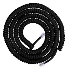 Coiled Telephone Cord 2 Feet Coiled 12 Feet Uncoiled Landline Black 27639