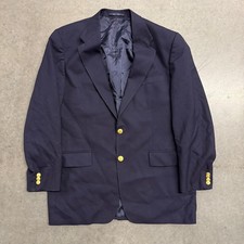 Polo Ralph Lauren University Club Mens 43R Navy Wool Blazer Gold Crest Button