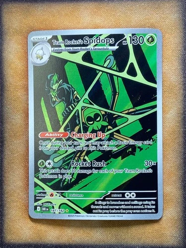 Pokemon Team Rocket's Spidops 187/182 SV10 Destined Rivals Illustration Rare NM