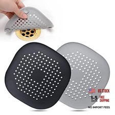 Hair Drain Catcher,Square Drain Cover for Shower Silicone Sliver Grey Black