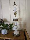 Vintage Milk Glass Lamp Tall Hobnail Brass Mid Century 32" 3-Way No Shade
