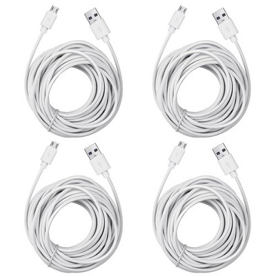 Smays 4-Pack 25ft Security Camera Micro USB Extension Cable 25 Feet, White 