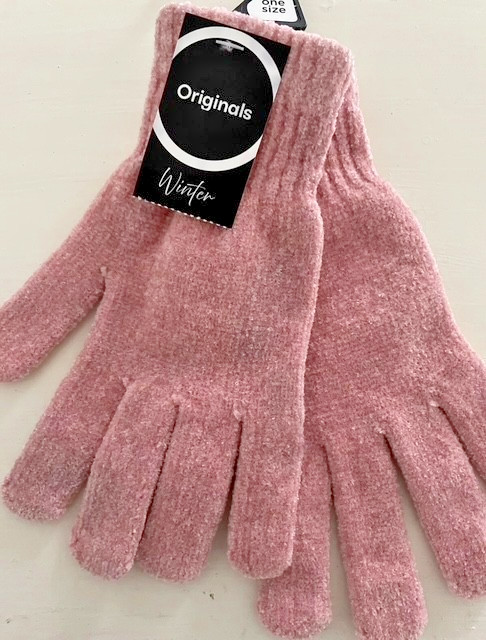 GUANTES DE INVIERNO ACOGEDORES ESTILO CHENILLA PARA MUJER. Rosa suave, talla única. Regalo ideal