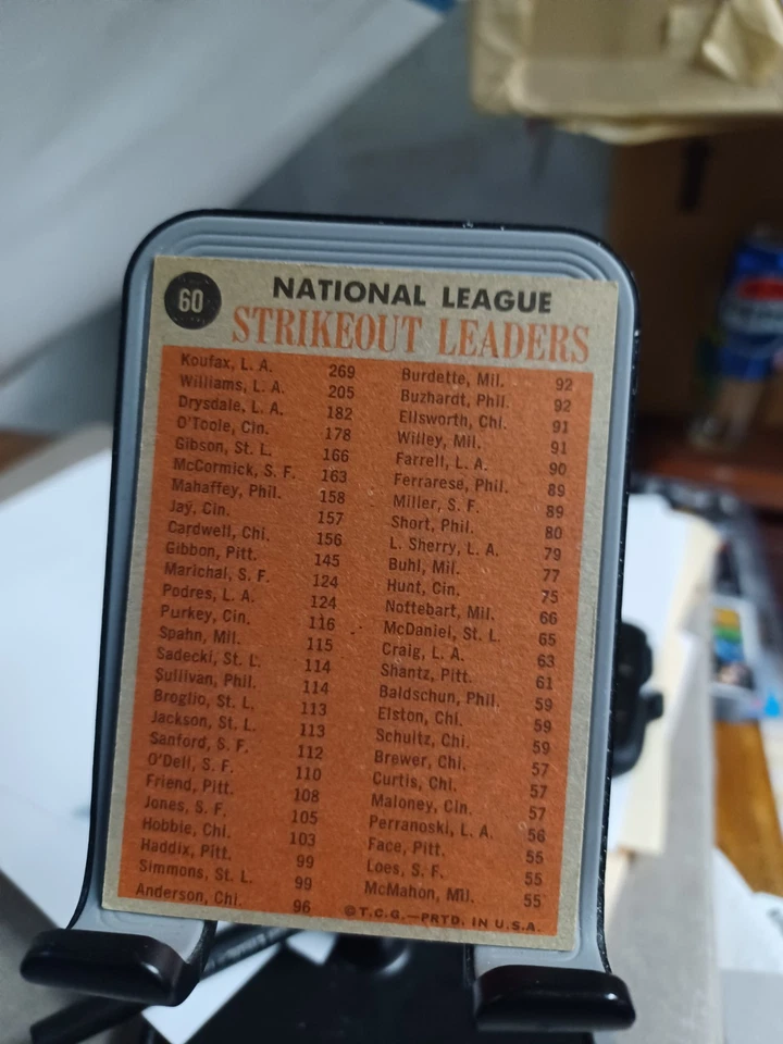 Tarjetas de líder Topps MLB 1962 - AL HR, AL WINS, NL ponche Foto 4 de 4