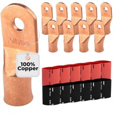 10pcs - 4/0 Awg - 5/16" Stud - Battery Lugs - Ring Terminal Connectors  with...