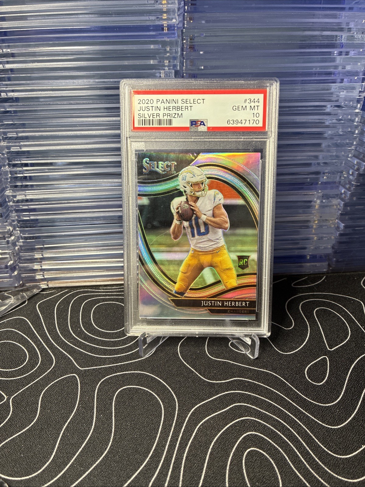 2020 Panini Select Justin Herbert Rookie Field Level Silver Prizm PSA 10 #344