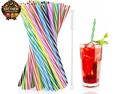 Pack of 60 Reusable Straws, Thickened Straws, Plastic, Drinking Straws with