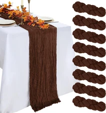 8 Pack Brown Cheesecloth Table Runner 10Ft Boho Gauze Fabric 120 Inch Cheese Clo