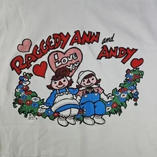 Vtg Raggedy Ann & Andy Single Stitch I Love You Shirt Large 80s Worth Gruelle