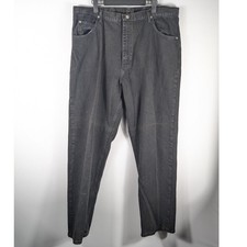 Wrangler 42x32 Black Denim Jeans Mens Relaxed Fit Authentic Straight Made USA