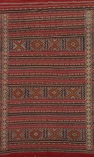 Hand-woven Artisan Kilim-Moroccan Tribal Rug with Rich Rust & Earthy Tones 7x11