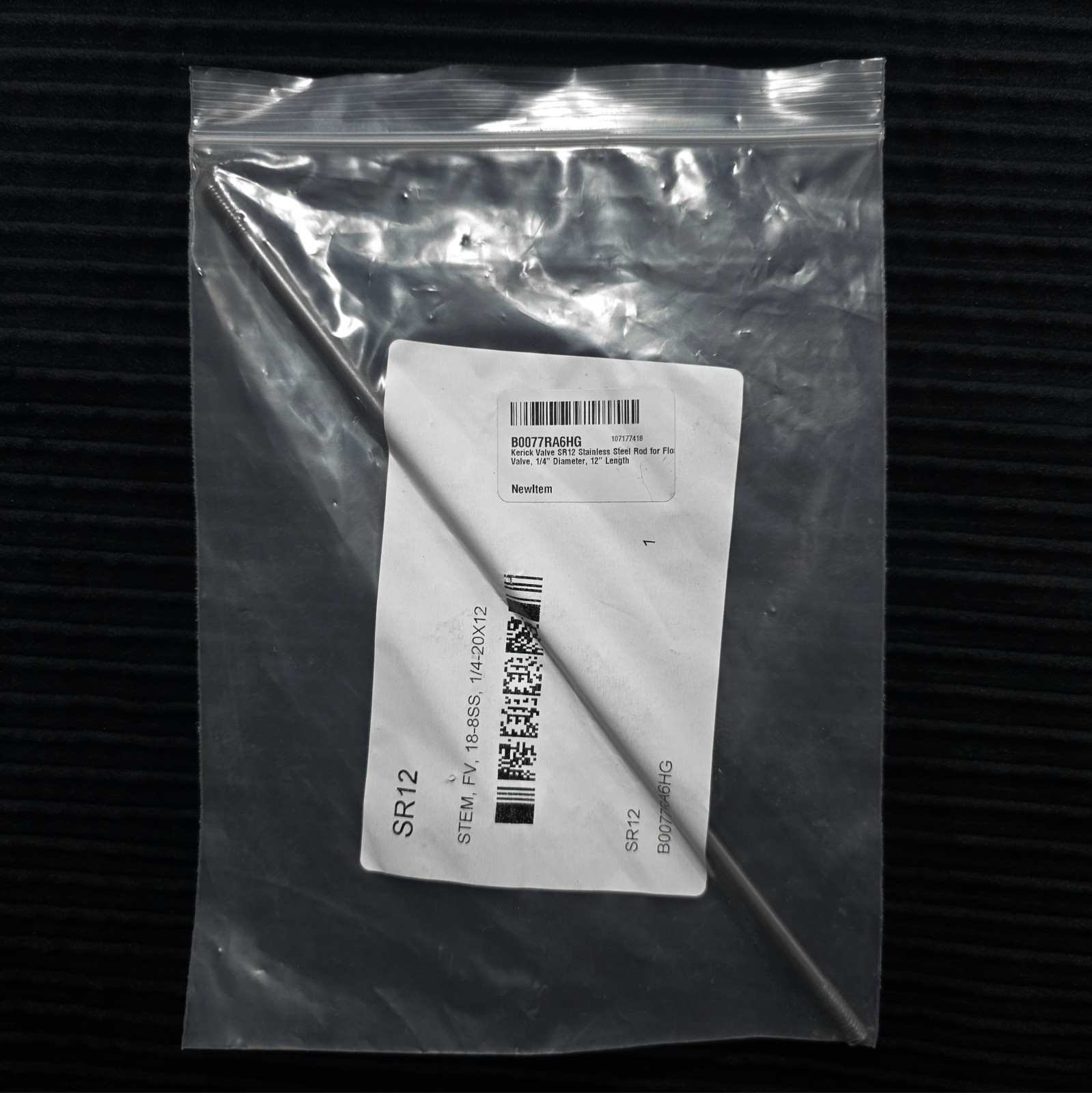 NEW 12" Kerick Valve SR12 Stainless Steel Rod for Float Valve - 1/4" D X 12" L