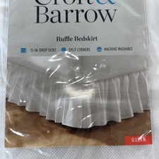Croft  Barrow Ruffled 15 Inch Drop Bedskirt QUEEN Size- White Dust Ruffle