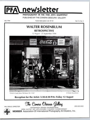 Newsletter Photography Camera Obscura Gallery Denver CO Hal Gould 1994 Rosenblum