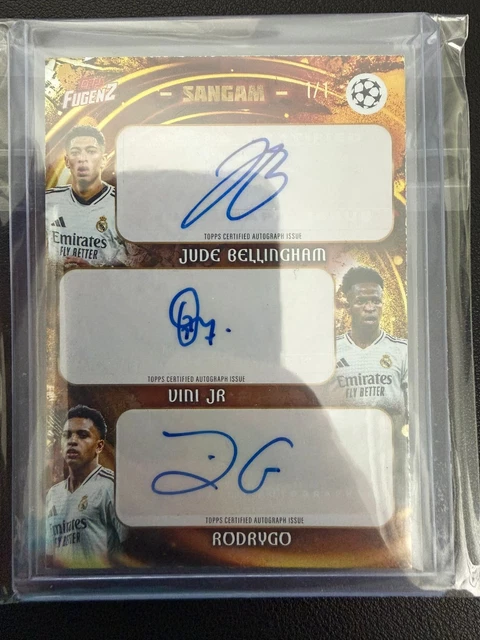 Topps Fugenz 2024-25 SANGAM Triple Auto Bellingham Vini Jr Rodrygo 1/1!