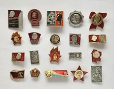 Set of 20 pcs Pins Badges Soviet Union Lenin Communism Komsomol USSR ERA Russian