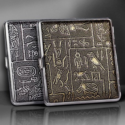 2 Pack 20 Capacity Vintage Metal Cigarette Case Cigarette Holder Case Portable