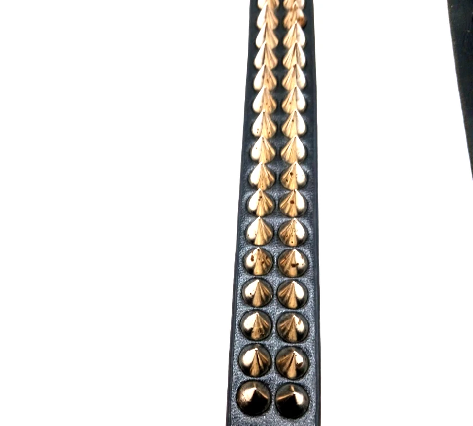 Juego de 2 pulseras de cuero vegano con púas negras triple fila + doble fila - nuevas Foto 3 de 4