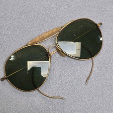 VINTAGE Gold Cable Hook Wraparound 12K GF Aviator Sunglasses