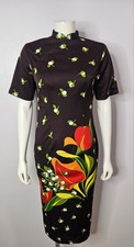 Vintage 1970s Floral Cheongsam Dress