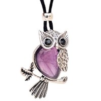Eule AnhäNger Amethyst Halskette Natur Edelstein Kordel Heilung Chakra Schmuck