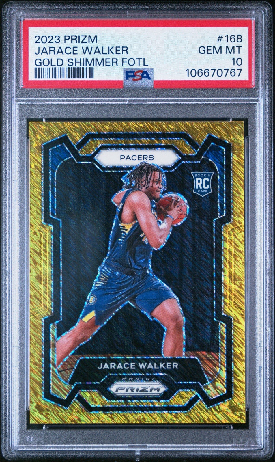 2023 Panini Prizm Jarace Walker Gold Shimmer FOTL 1/10 PSA10 #168 Pacers