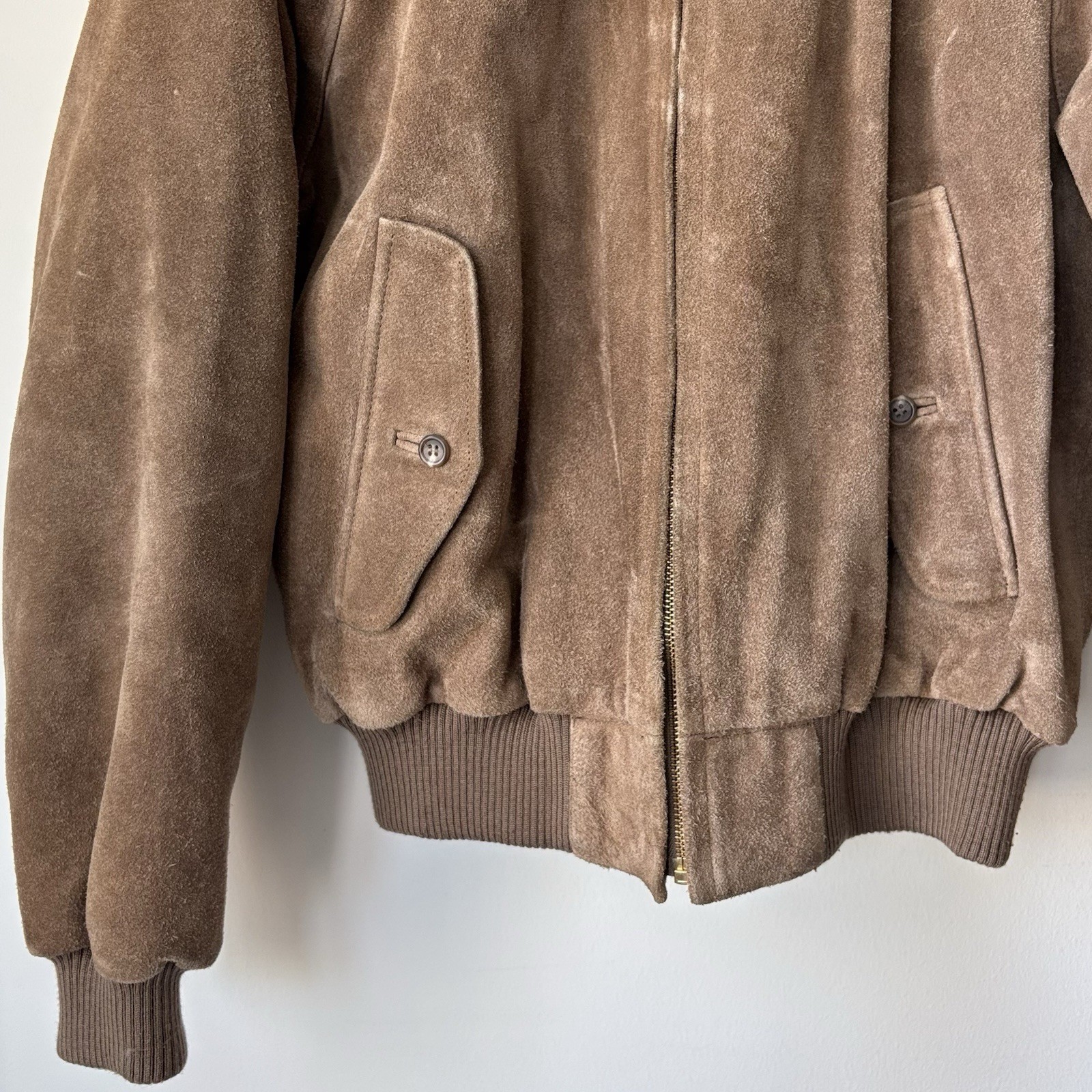 Vintage Polo Ralph Lauren 100% Suede Leather Bomber Jacket Men’s M Plaid Flannel thumbnail 9