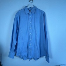 Gitman Bros Mens Blue Plaid Long Sleeve Button-Up Shirt XL 100% Cotton USA Made