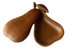Two Piece Handcrafted Wooden Interlocking Pear Shaped Box 7.75  X 5  WELL MADE