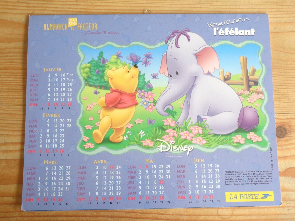 Calendar Almanac 2006 Winnie the Pooh Postman Vintage PTT