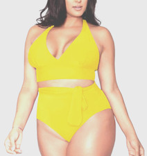 Women's Plus Size High Waisted Tummy Control Swimwear Swimsuit Full Coverage 2XL