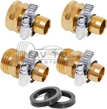 3/4" 5/8" Garden Mender End Repair Kit Water Hose Male Female Connector w/ Clamp