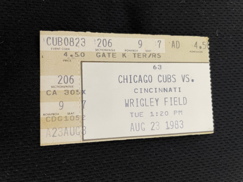 CHICAGO CUBS VS REDS 8-23-83 WRIGLEY FIELD SANDBERG RC YR BASEBALL TICKET STUB-