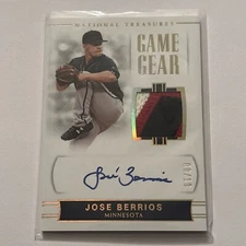 2018 Panini National Treasures Game Gear Jersey Relic Auto 08/10 Jose Berrios