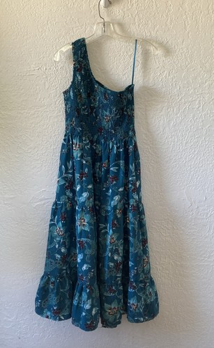 Band Of The Free Floral Midi /Maxi One Shoulder Dress Shirred Top Tiered Skirt M