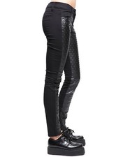 TRIPP PUNK EMO GOTHIC ROCKER VEGI LEATHER GOTH BLACK PYRAMID JEAN PANTS IS4436