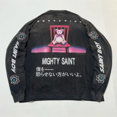 Saint Michael Saint Boy Anime Mens Dark Washed Black Long Sleeve T
