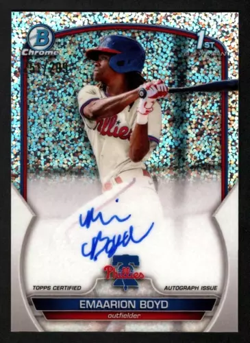 Emaarion Boyd 2023 Bowman Chrome 1st Year Speckle Autograph Auto /299 Phillies